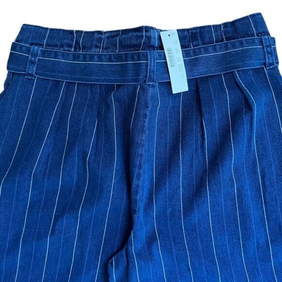 J. Crew Paper Bag Pants in Indigo Stripe Size 8 NWT - Picture 10 of 13